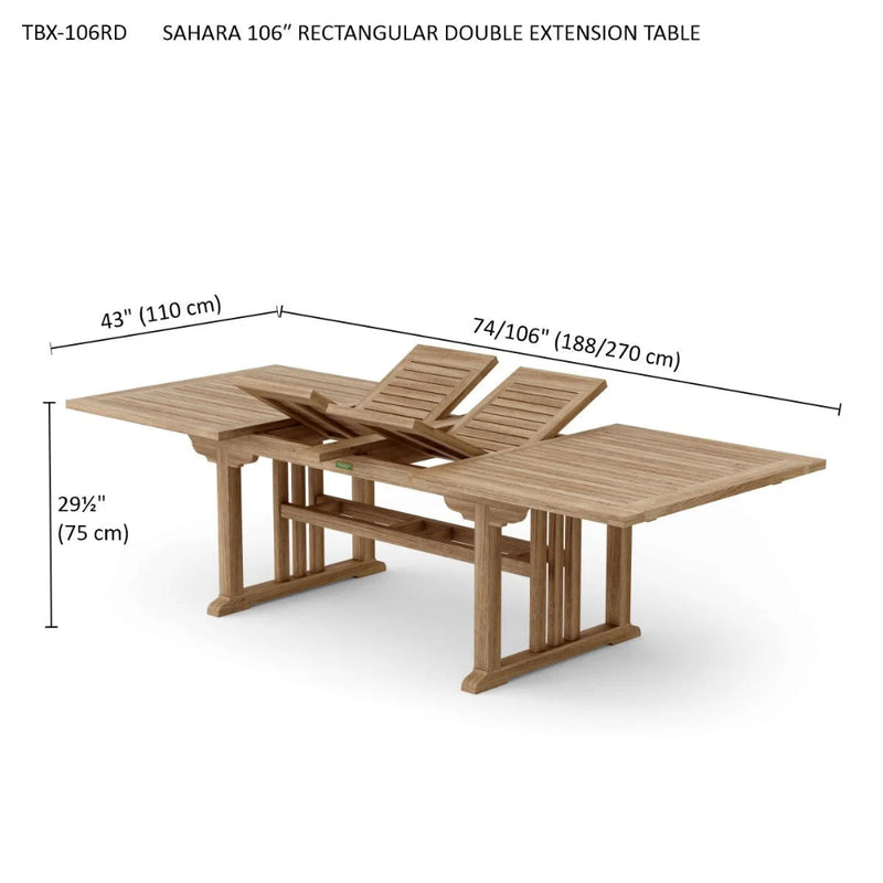 Anderson Teak Sahara 106" Rectangular Double Extension Dining Table