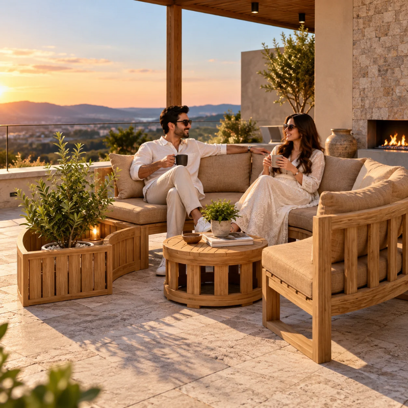 Anderson Teak Circular Modular 5-Piece Outdoor Sectional Sofa Set