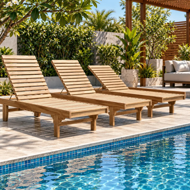 Anderson Teak Capri Adjustable Sun Lounger with Side Tray