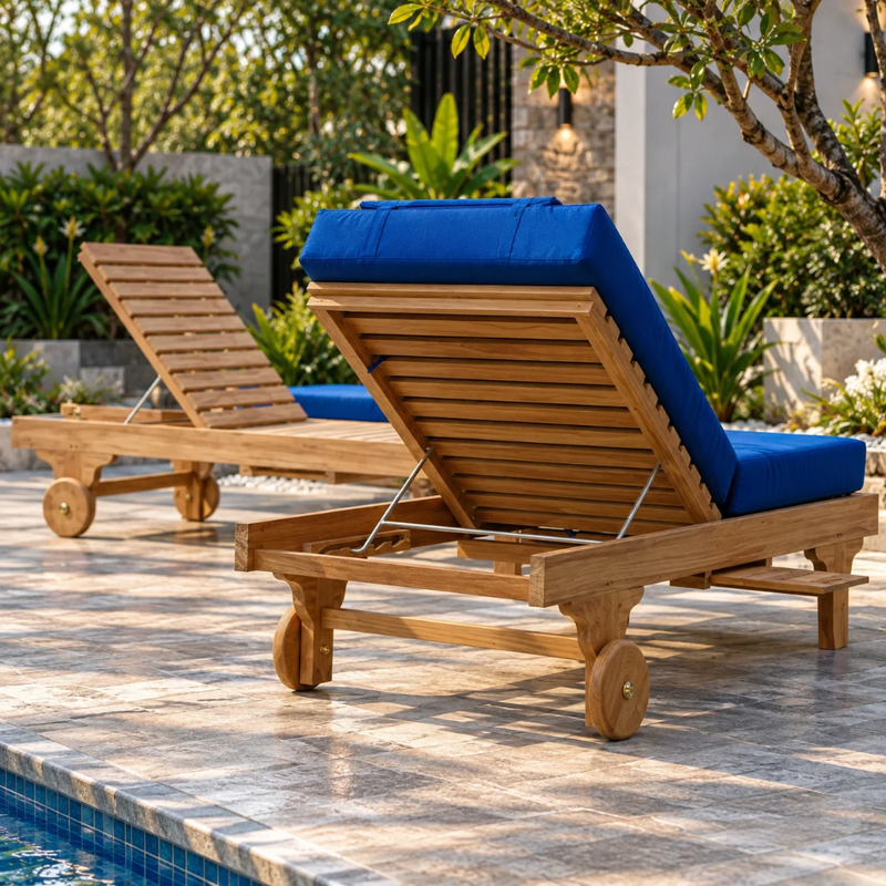 Anderson Teak Capri Adjustable Sun Lounger with Side Tray