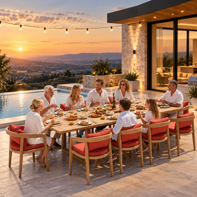 Anderson Teak Toscana 11-Piece Outdoor Dining Set with Cushions