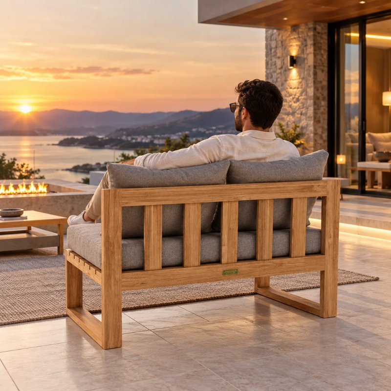 Anderson Teak Straight Modular Deep Seating Bench with Sunbrella Cushions