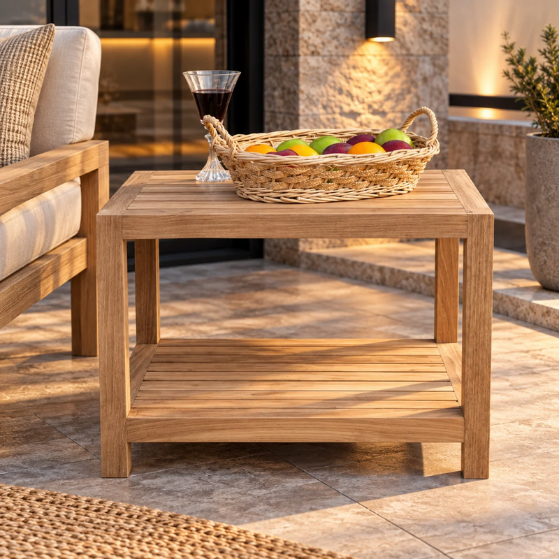 Anderson Teak Windsor Outdoor Teak 2-Tier Side Table
