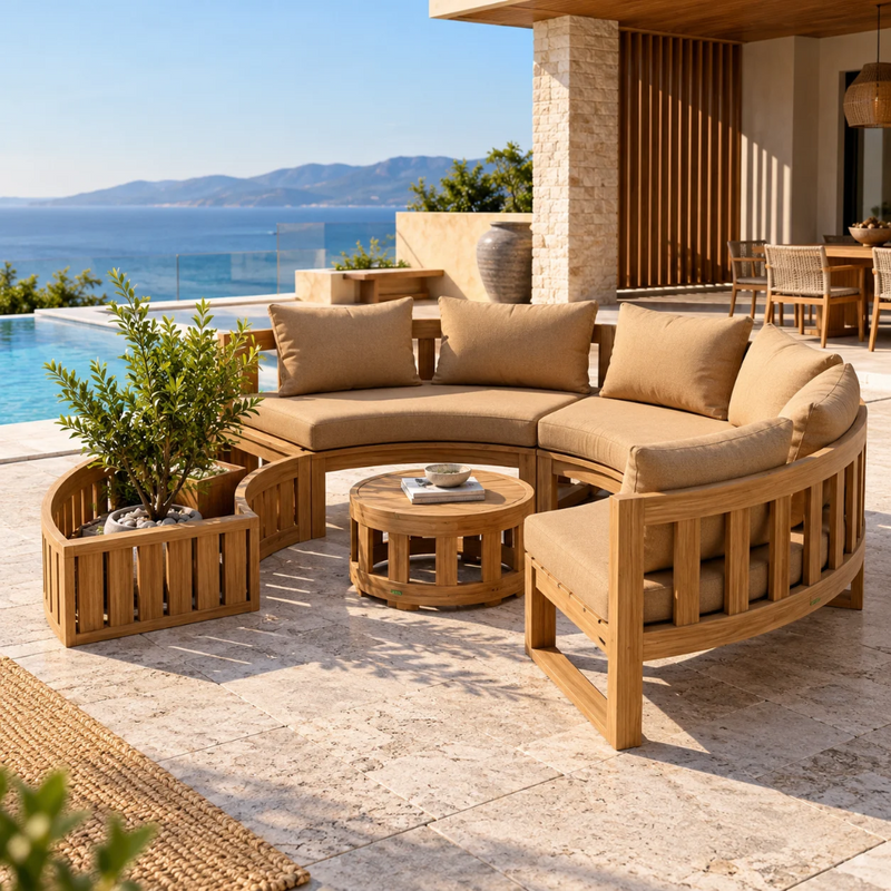 Anderson Teak Circular Modular 5-Piece Outdoor Sectional Sofa Set