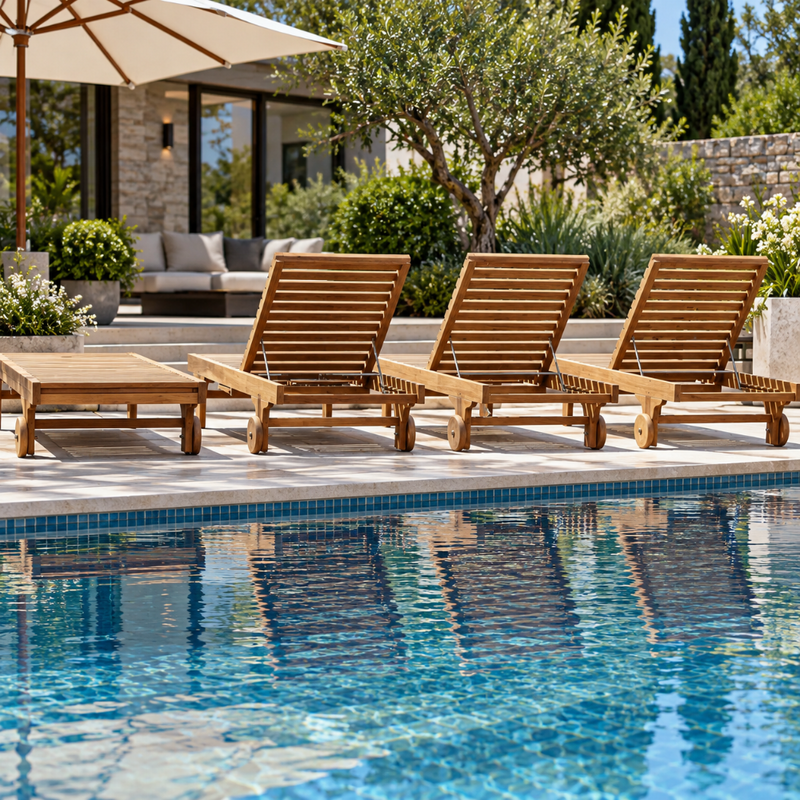 Anderson Teak Capri Adjustable Sun Lounger with Side Tray