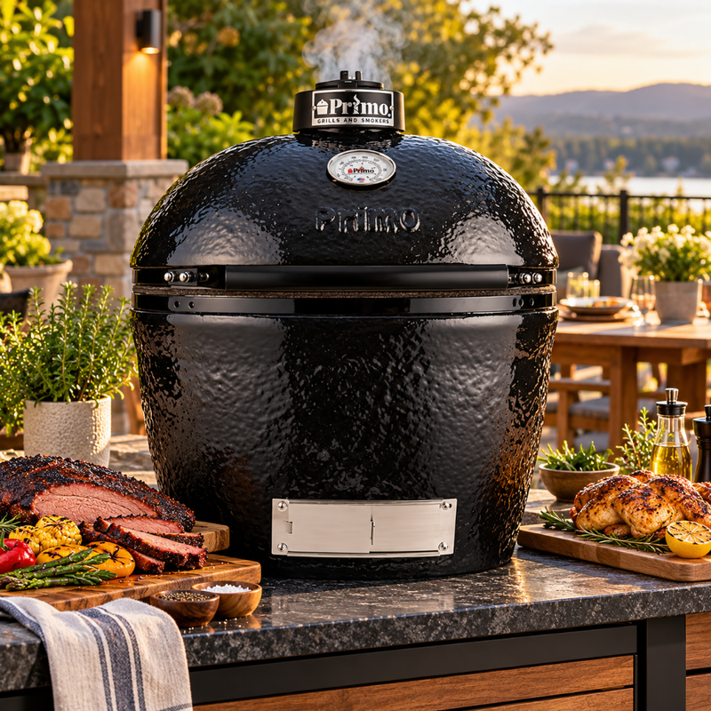 Primo Oval Large 300 Ceramic Kamado Grill with Stainless Steel Grates
